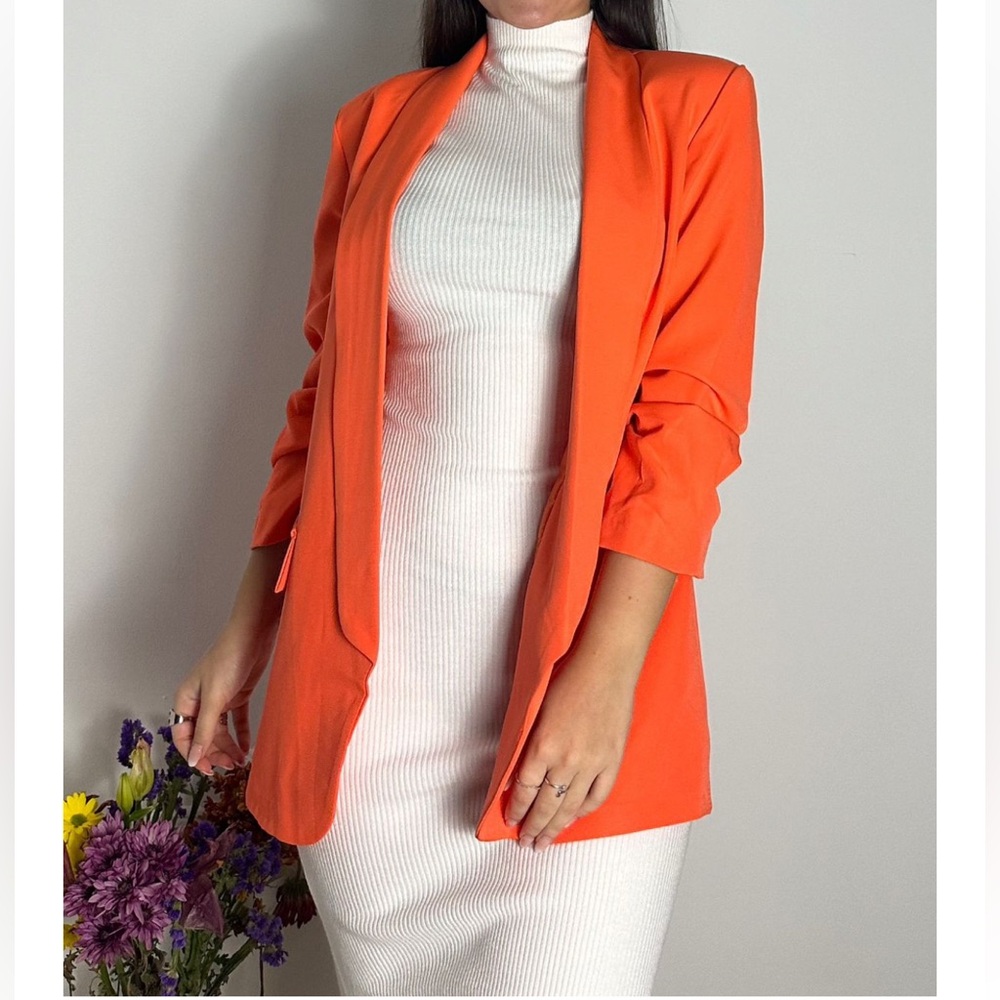 Women's Orange Open-Front Blazer
